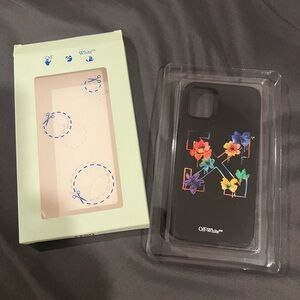 Off-White Black Floral Phone Case for iPhone Pro 12